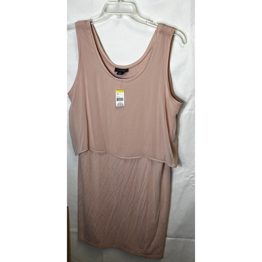 Metaphor Sz Large Pastel Pink Tunic Shirt Dress Double Layer Sheer Overlay Top